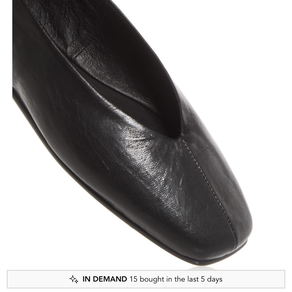 ‼️ FINAL SALE ‼️ Black Leather Square Toe Flats - Picture 2 of 15